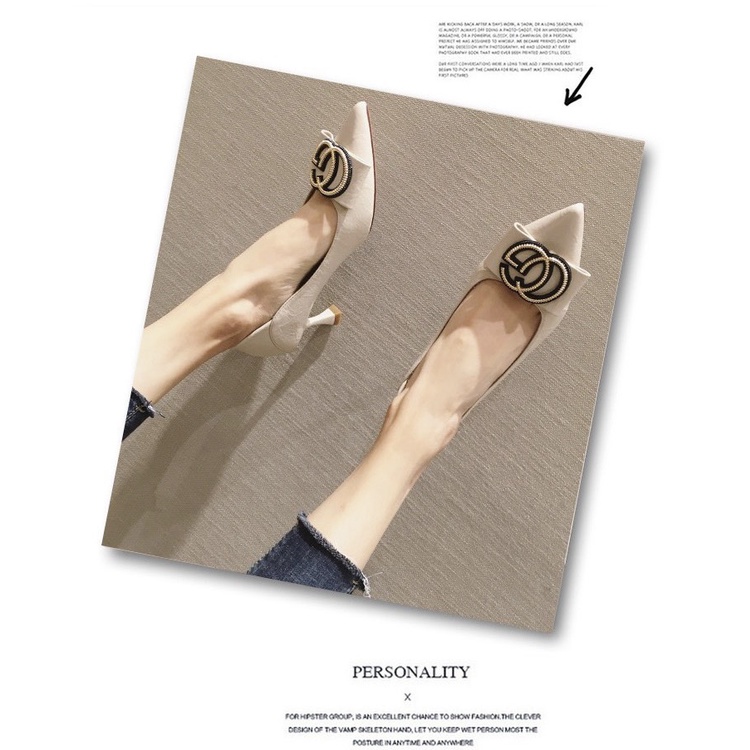 Giày cao gót nữ giày cao gót 5p nơ đá GC