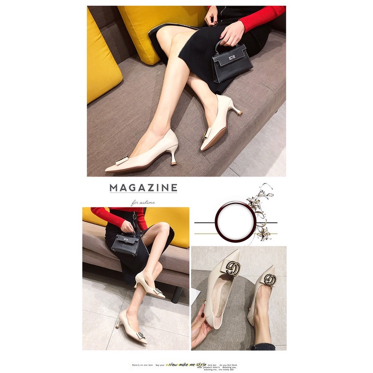 Giày cao gót nữ giày cao gót 5p nơ đá GC