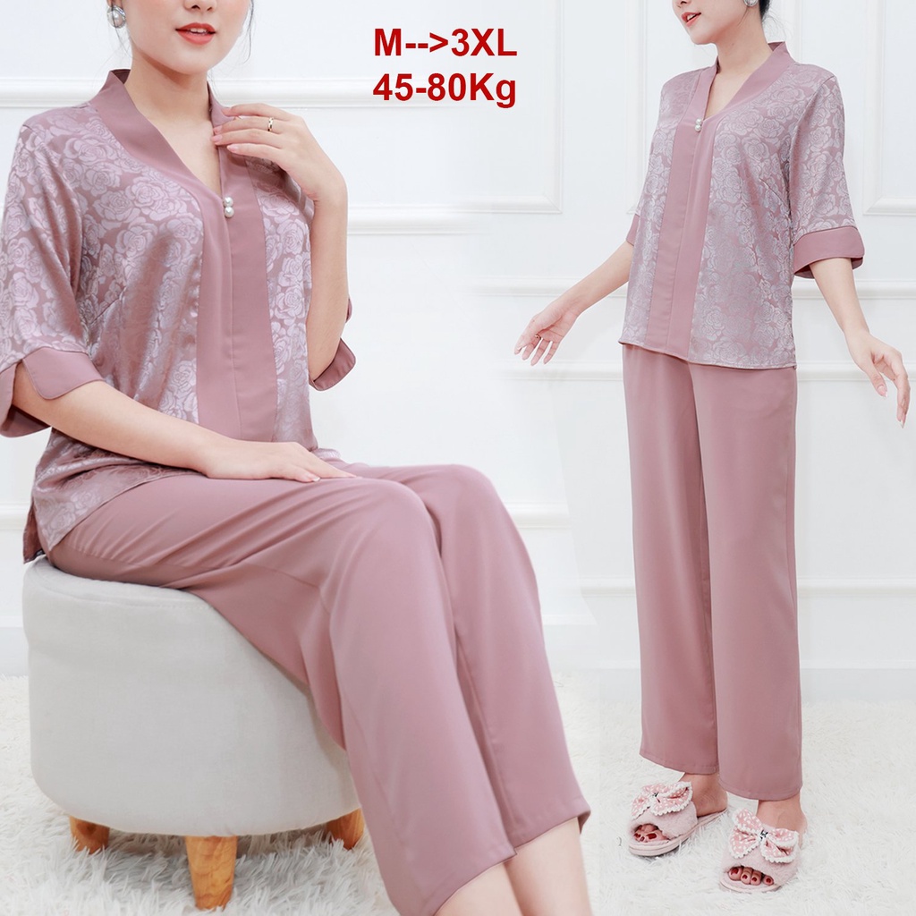 ROMI - Đồ Lam Đi Chùa Gấm Lụa Cao Cấp Trung Niên Sang Trọng Siêu Mát Mặc Xuân Hè Thoải Mái Bigsize Quà Tặng Mẹ 3359