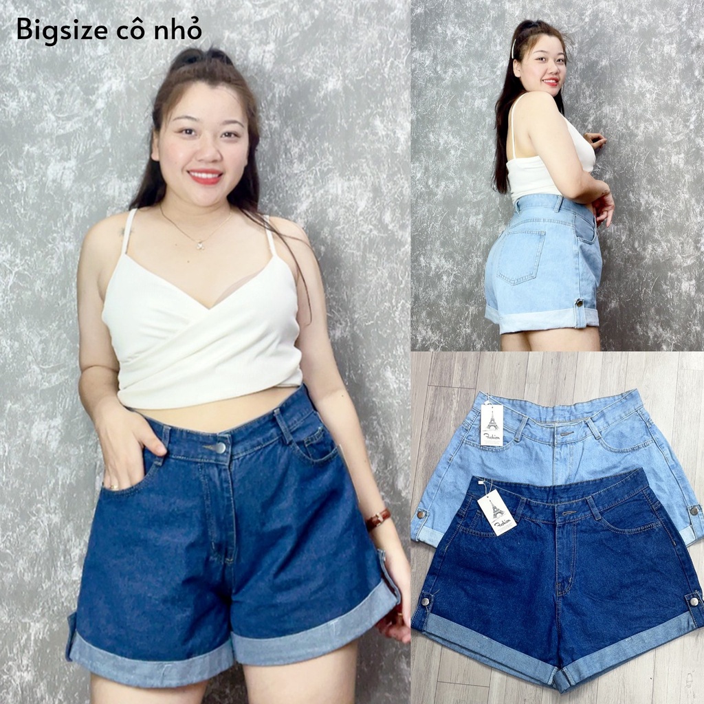 Quần Đùi Bò Bigsize(58kg-95kg)Nữ Lưng Cao, Quần Jean Big Size Lật Lai Tôn Dáng Mã J2