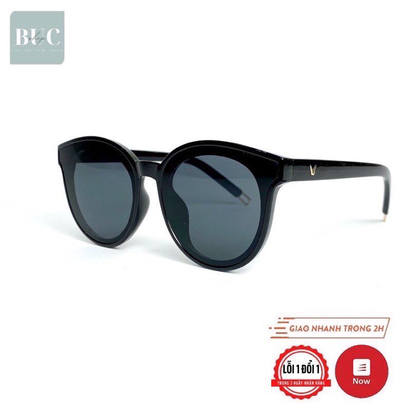Kính râm nữ, mắt kínhđen thời trang gọng tròn cao cấp chống tia UV, đi biển chụp ảnh cực ngầu