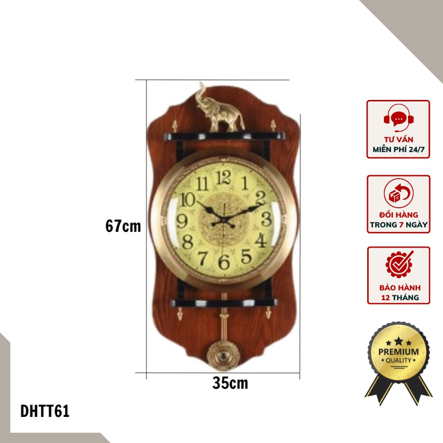 - Đồng hồ treo tường phong cách tân cổ điển tượng Voi cao cấp DHTT61