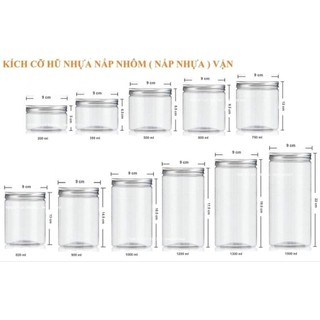 Hũ Nhựa Pet Nắp Nhôm Đựng Thực Phẩm, Đồ Khô, Ngũ Cốc đủ cỡ từ 100ml đến 1200ml