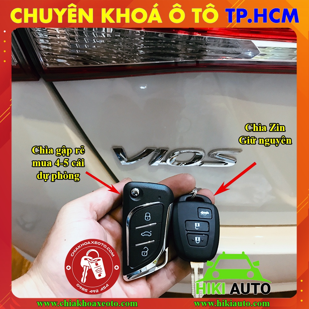 Chìa khoá gập Toyota Vios 2006-2023, Chìa khoá gập tiện lợi và sang trọng đầy đủ tính năng như chìa zin