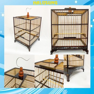 Lồng chim chào mào Halosung lồng chào mào vuông cao cấp kèm phụ kiện LC11