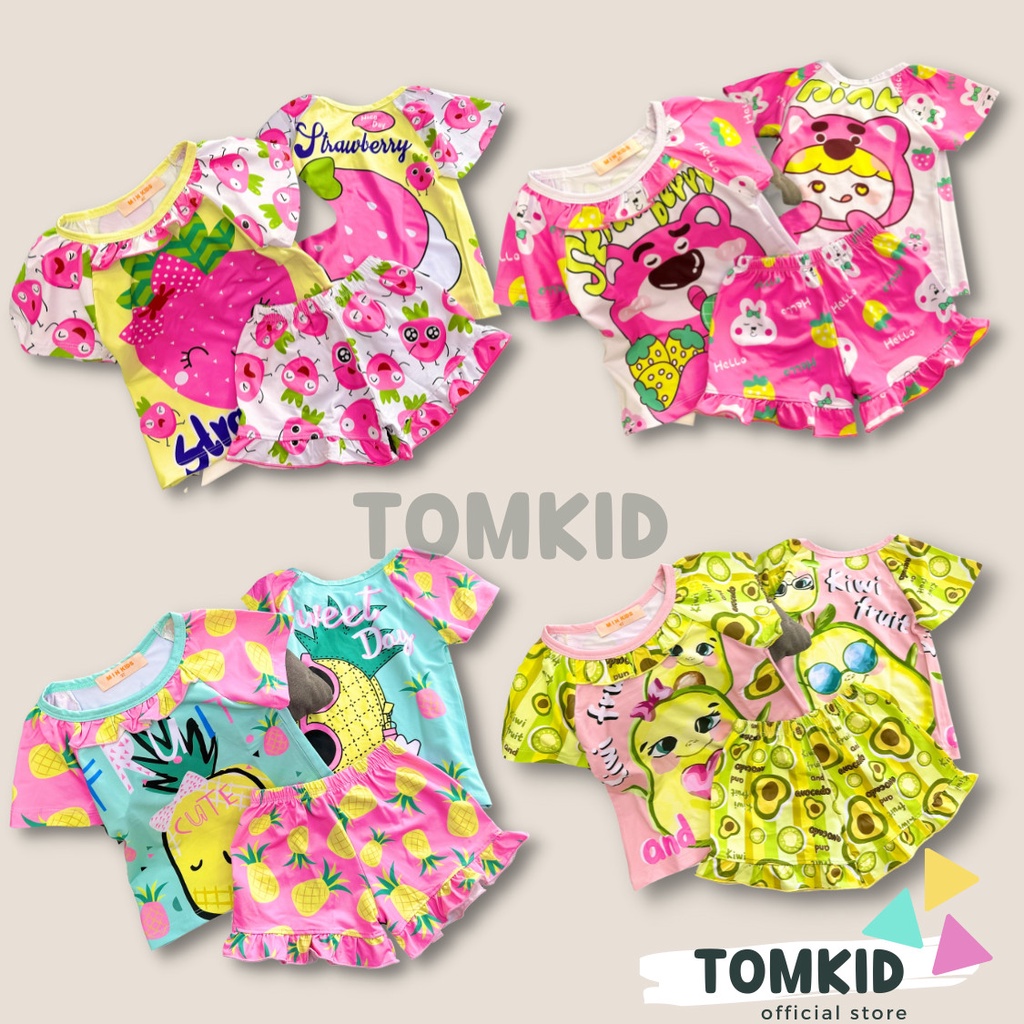 Đồ bộ cho bé gái set đồ trái cây bé gái chất thun lạnh chính phẩm loại 1 dày dặn không nhão vải 10-40kg Tomkids