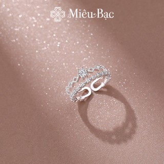 Nhẫn bạc nữ vương miện trắng chất liệu bạc 925 thời trang phụ kiện trang sức nữ thương hiệu Miêu Bạc N400726