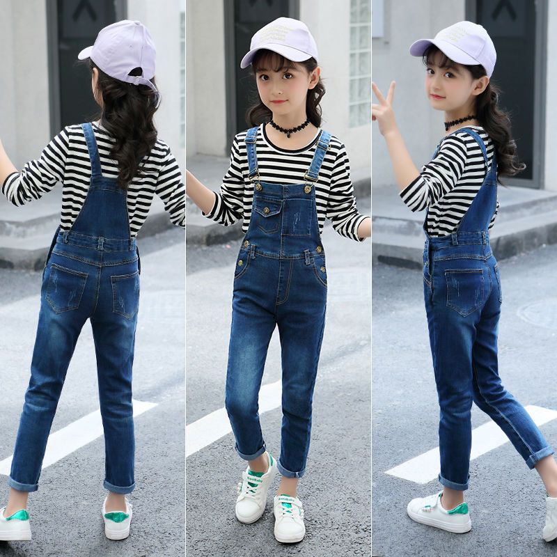Quần Yếm Denim Thời Trang 2023 Dành Cho Bé Gái 6-8 - 10-11 - 13-14 - 15 Tuổi