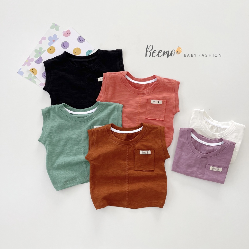 Áo ba lỗ Beemo kiểu dáng tank top chất liệu cotton mặc đi học, đi chơi cho bé từ 1 - 7 tuổi - 21A020