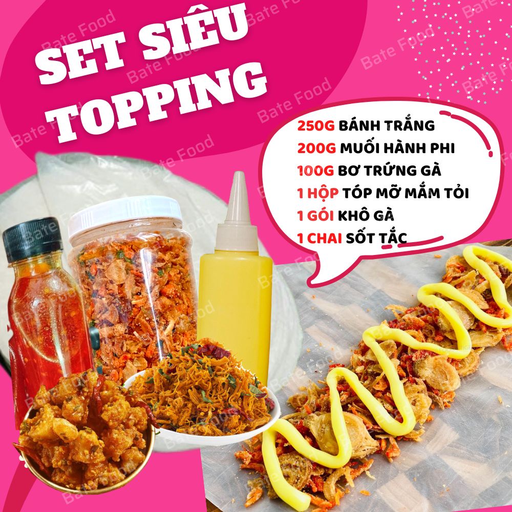Set Bánh Tráng Phơi Sương Siêu Topping Có Tóp Mỡ Giòn Rụm, Sốt Tắc Chua Cay Ăn Siêu Cuốn