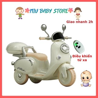 Xe máy điện vespa cho bé xe máy điện trẻ em mẫu mới nhạc cực to nhấn chân ga là chạy