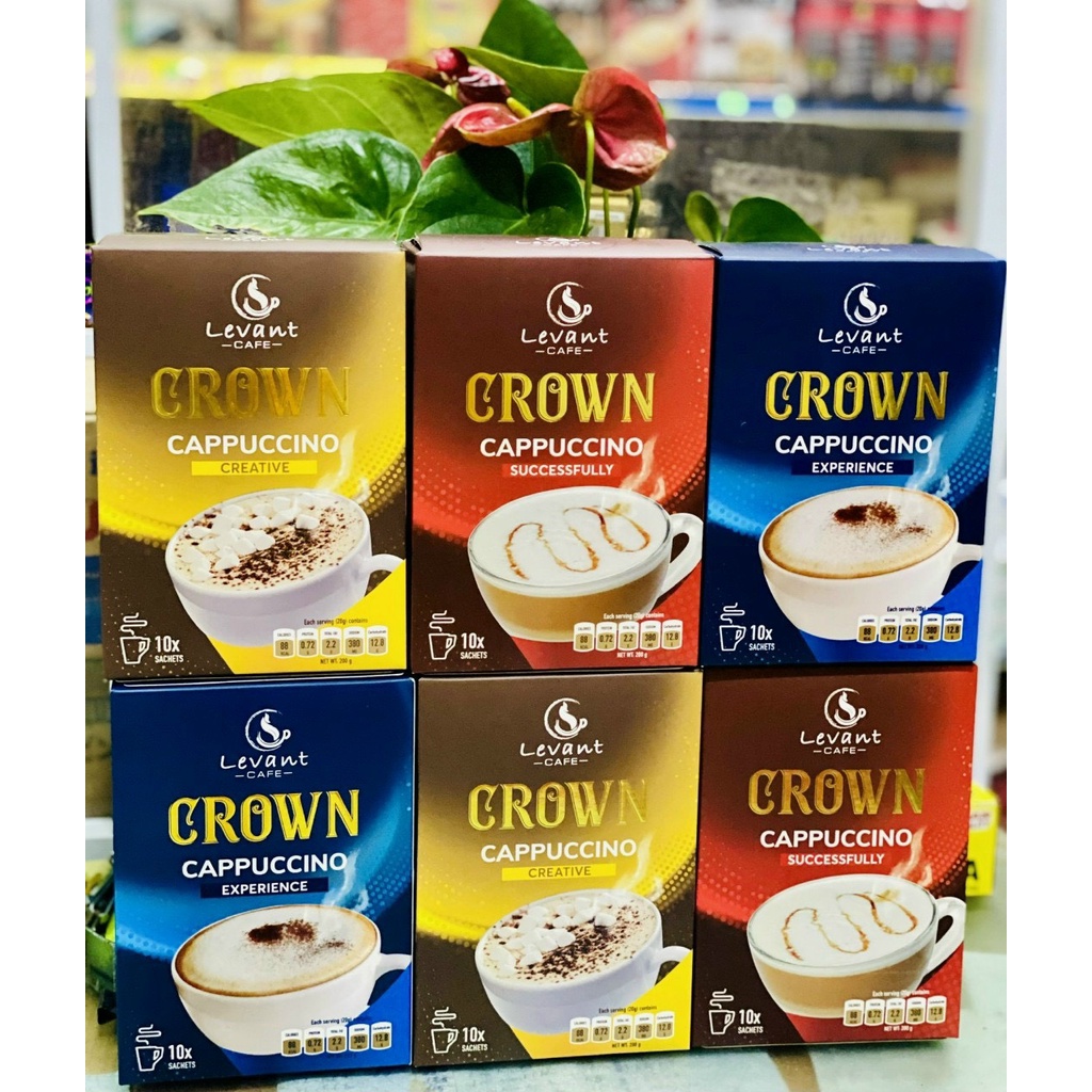 Cà phê Crown Cappuccino hòa tan của Levant cafe (10 gói x 20g)