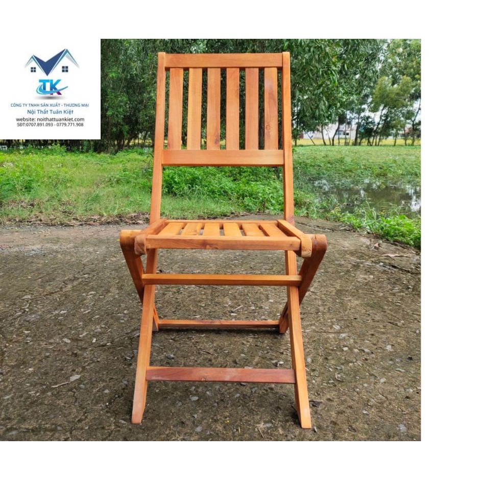Ghế gỗ gấp gọn cỡ lớn, loại cao phù hợp cho dã ngoại, cắm trại, quán cà phê sân vườn, gia đình - Nội Thất Tuân Kiệt