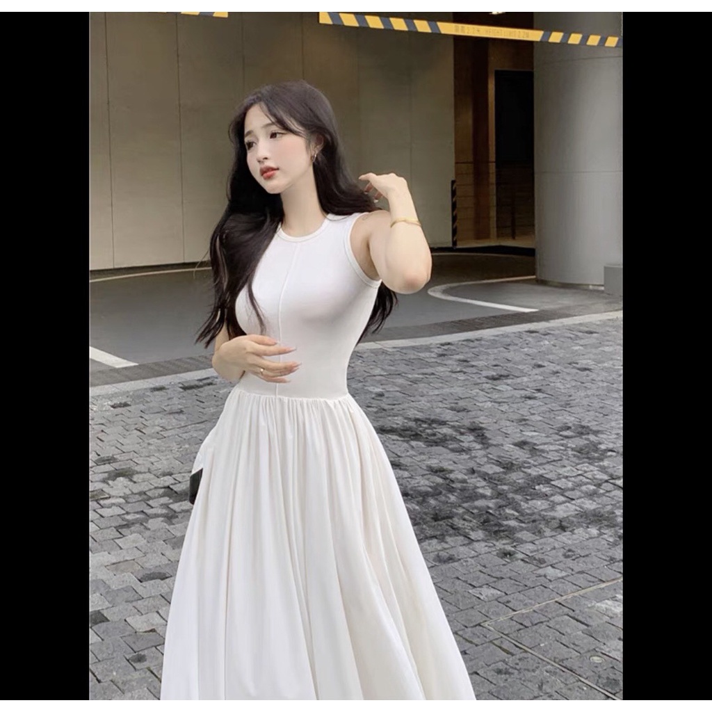 Váy dài Hàn Quốc sang trọng thanh lịch retro cổ tròn [Loại 1] | BigBuy360 - bigbuy360.vn