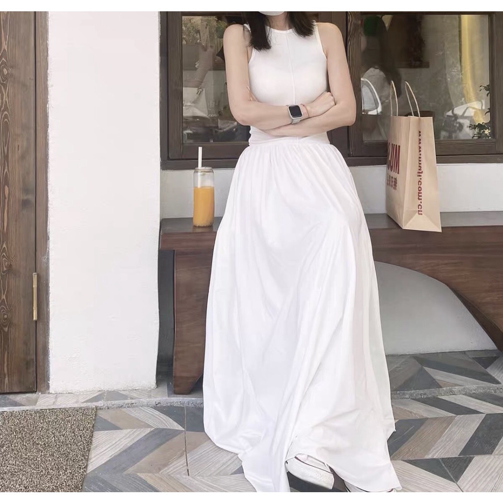 Váy dài Hàn Quốc sang trọng thanh lịch retro cổ tròn [Loại 1] | BigBuy360 - bigbuy360.vn