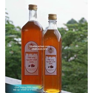Chai vuông thủy tinh nắp nhôm đựng rươu mật ong các cỡ
