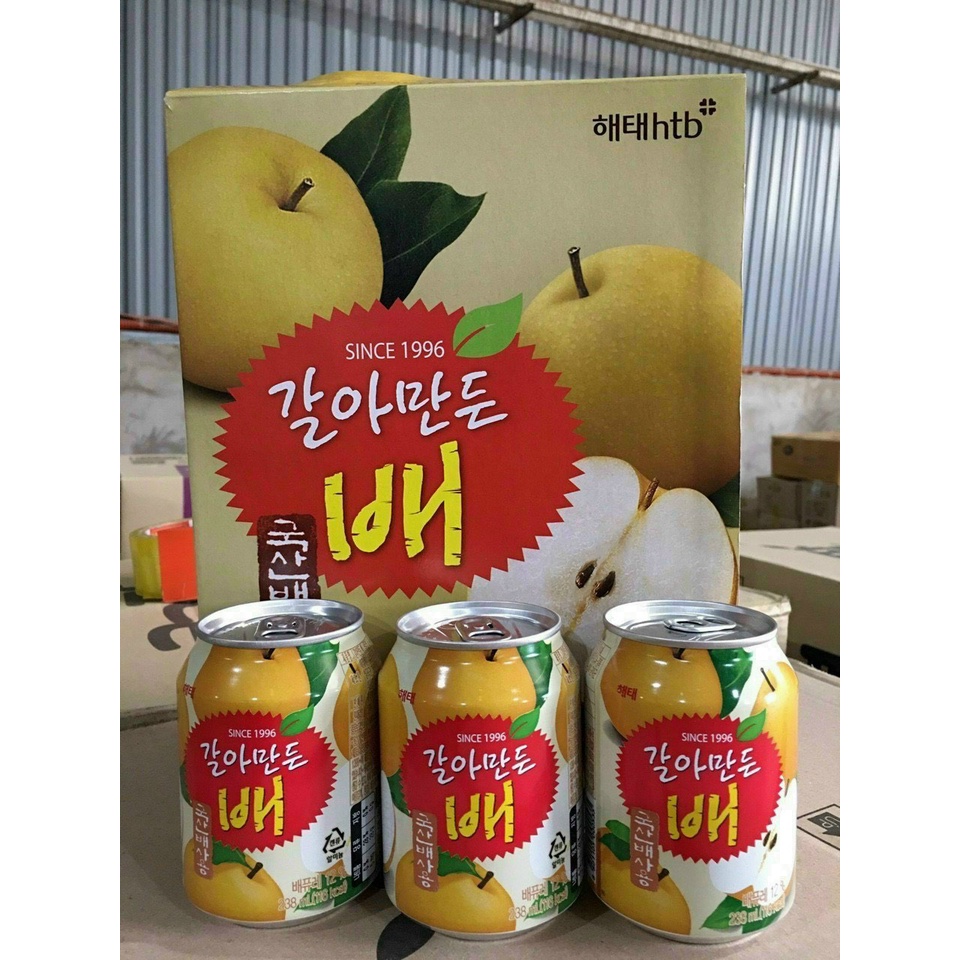(Hộp 12 lon) Nước ép lê HAITAI 238ml HÀN QUỐC 갈아만든배