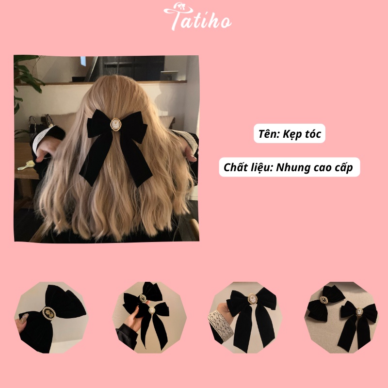 Kẹp tóc nữ phối đính đá chất liệu nhung mềm cao cấp phong cách trang nhã dịu dàng nữ tính thời trang Hàn Quốc - mã KT015