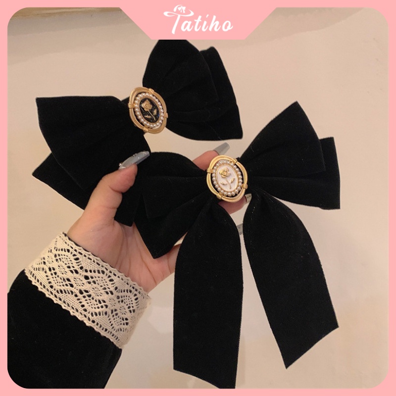 Kẹp tóc nữ phối đính đá chất liệu nhung mềm cao cấp phong cách trang nhã dịu dàng nữ tính thời trang Hàn Quốc - mã KT015