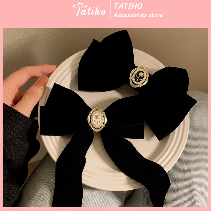 Kẹp tóc nữ phối đính đá chất liệu nhung mềm cao cấp phong cách trang nhã dịu dàng nữ tính thời trang Hàn Quốc - mã KT015