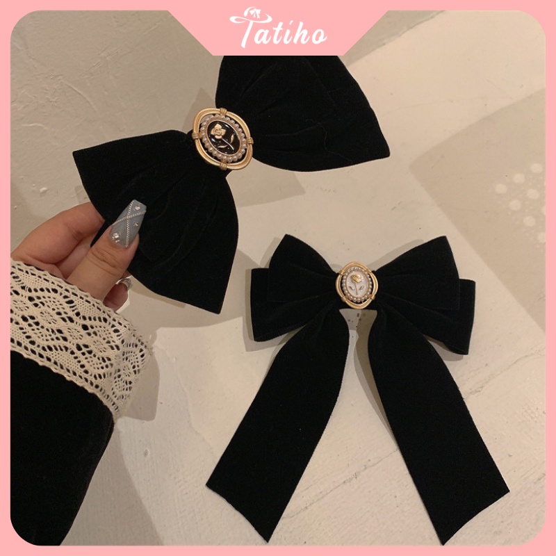 Kẹp tóc nữ phối đính đá chất liệu nhung mềm cao cấp phong cách trang nhã dịu dàng nữ tính thời trang Hàn Quốc - mã KT015