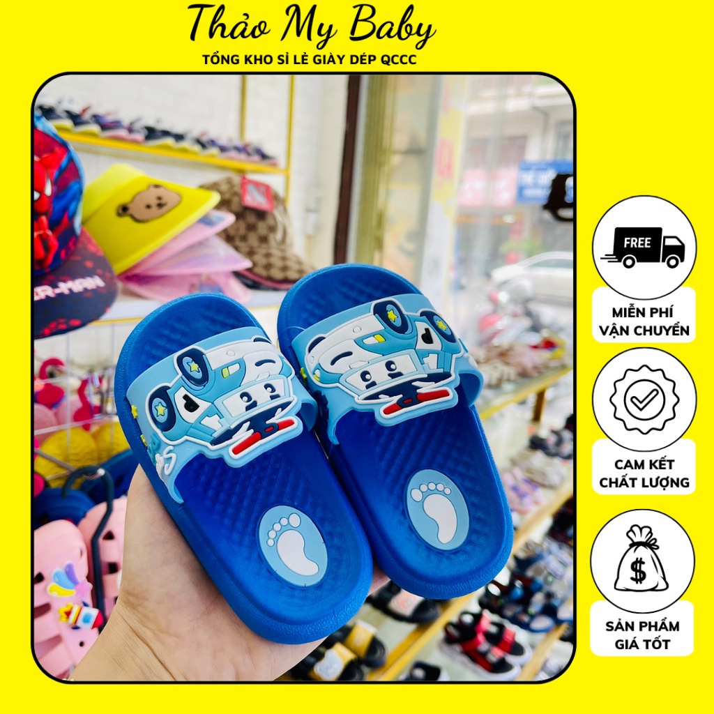 Dép Lê Quai Ngang Cho Bé In Hình Oto Rõ Nét, Sắc Xảo Ôm Chân Chống Trượt