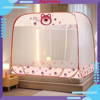 Màn chụp chống muỗi đỉnh vuông nhập khẩu cao cấp có đáy, màn tự bung chống muỗi 2 cửa gấp gọn tiện lợi