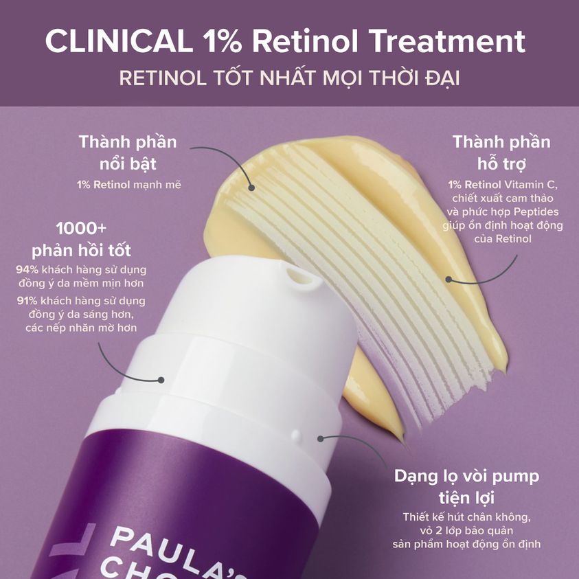 [PAULA'S CHOICE] Tinh Chất Làm Mờ Vết Nám, Giảm Nếp Nhăn Sâu Và Đốm Nâu Clinical 1% Retinol Treatment 30/5ml (Mã 8010)