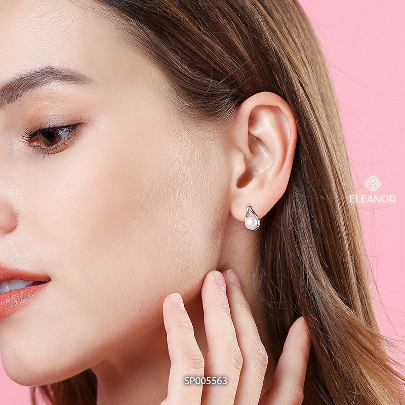Bông tai nữ chuôi bạc 925 Eleanor Accessories đính ngọc trai nhân tạo phong cách basic phụ kiện trang sức 5563