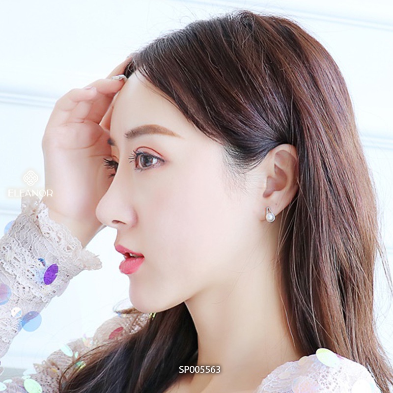 Bông tai nữ chuôi bạc 925 Eleanor Accessories đính ngọc trai nhân tạo phong cách basic phụ kiện trang sức 5563