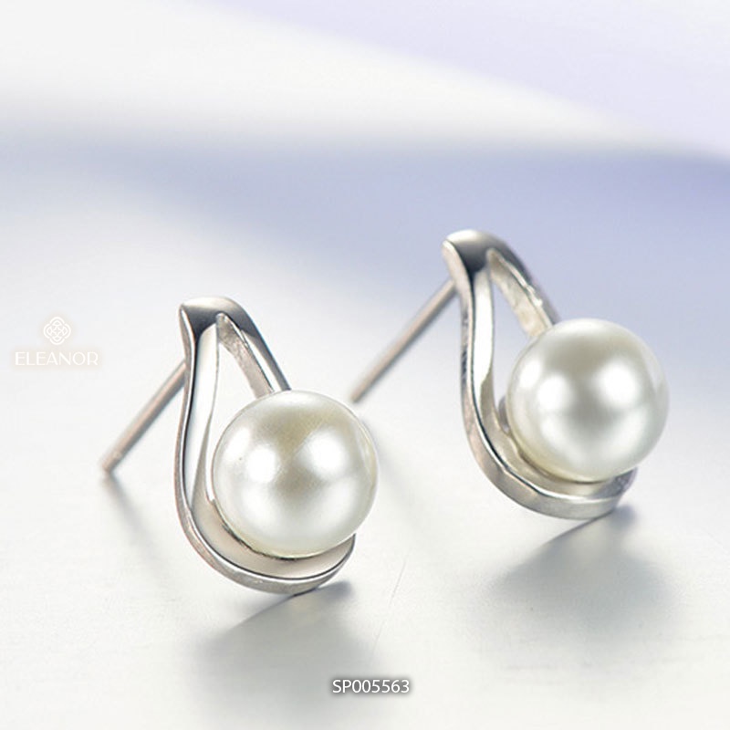 Bông tai nữ chuôi bạc 925 Eleanor Accessories đính ngọc trai nhân tạo phong cách basic phụ kiện trang sức 5563