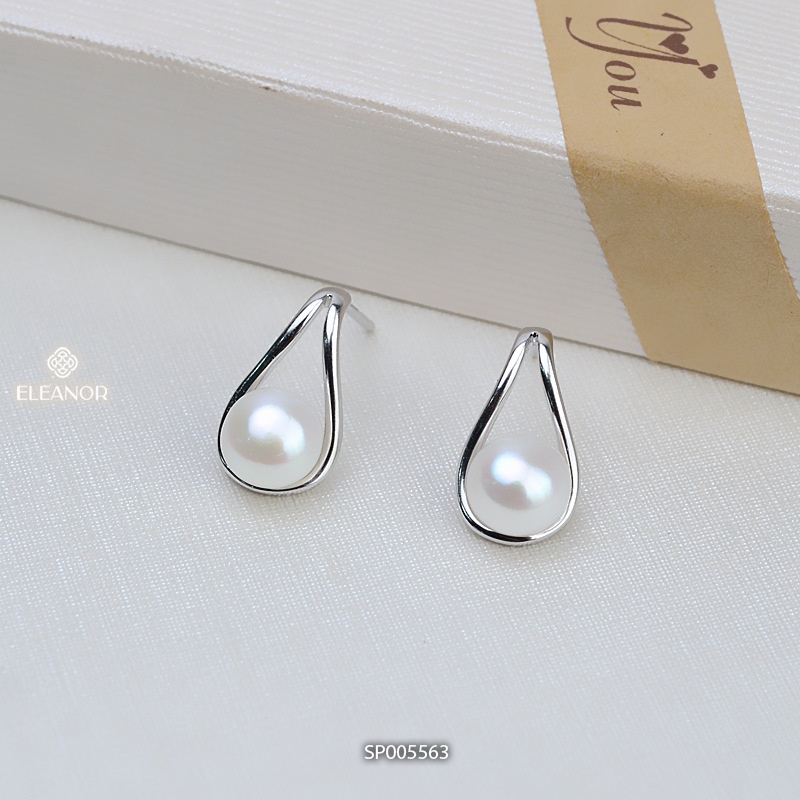Bông tai nữ chuôi bạc 925 Eleanor Accessories đính ngọc trai nhân tạo phong cách basic phụ kiện trang sức 5563