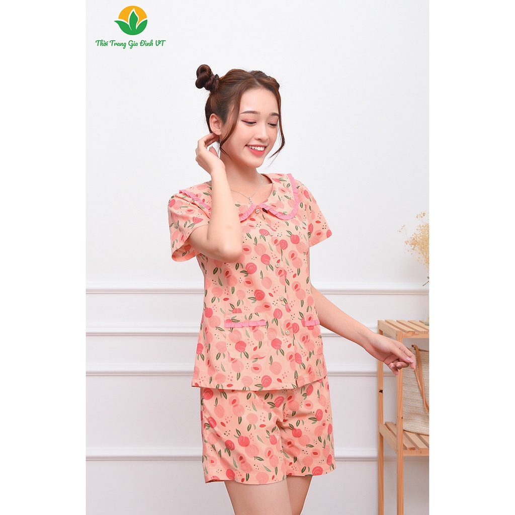 Đồ ngủ mùa hè quần đùi, áo cộc tay, chất cotton, B43.2302 - Thời trang VT