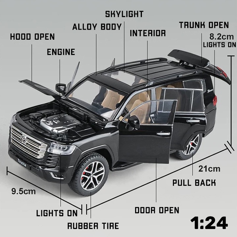 Mô Hình Xe Hơi Toyota Land Cruiser Bằng Hợp Kim Tỉ Lệ 1: 24