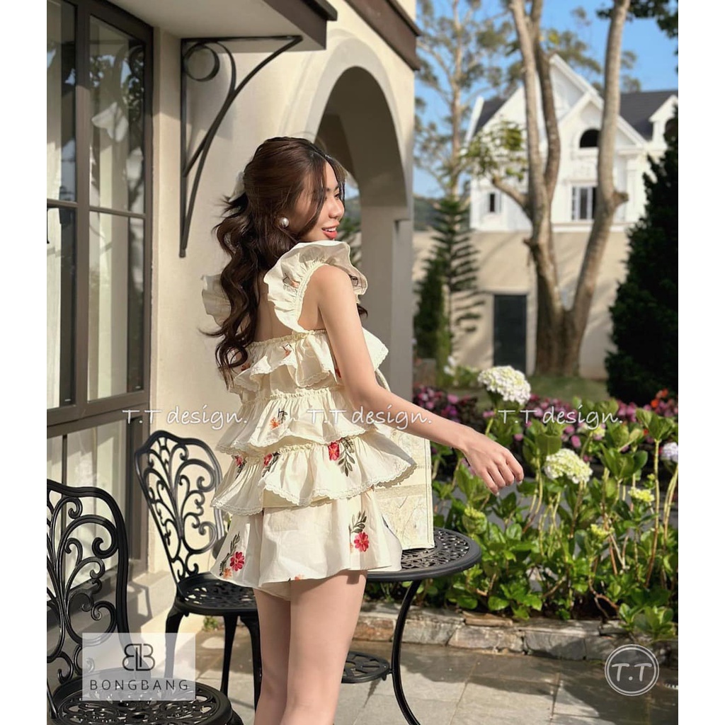 SET HOA THÊU VIỀN REN TẦNG  4012795