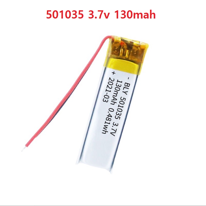 Pin sạc Lithium LiPo 1s 3.7V 130mah 501035 Cho tai nghe,loa Mp3 MP4 MP5 GPS PSP Bluetooth hàng mới