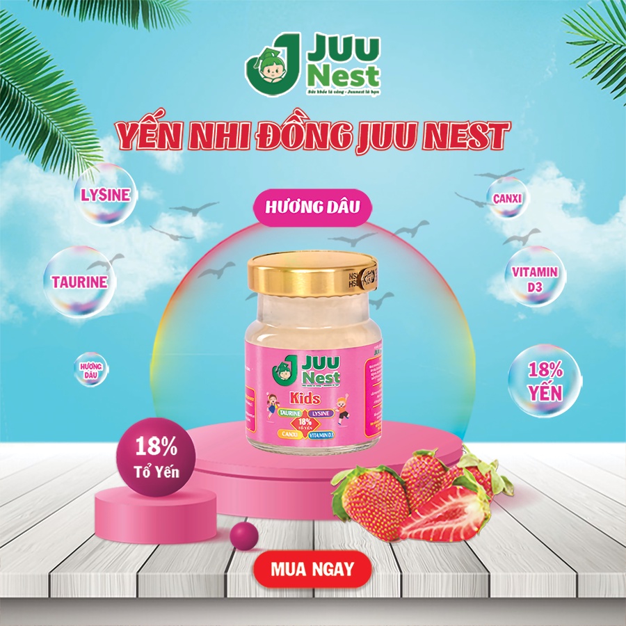 Yến hũ Juu Nest Kids 18% yến tươi dung tích 70ml cho bé biếng ăn, yến sào chưng sẵn trẻ em