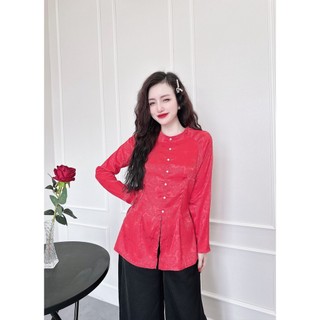 Bộ lam bà ba nút ngọc quần ống suông (40kg-58kg), chất gấm lụa