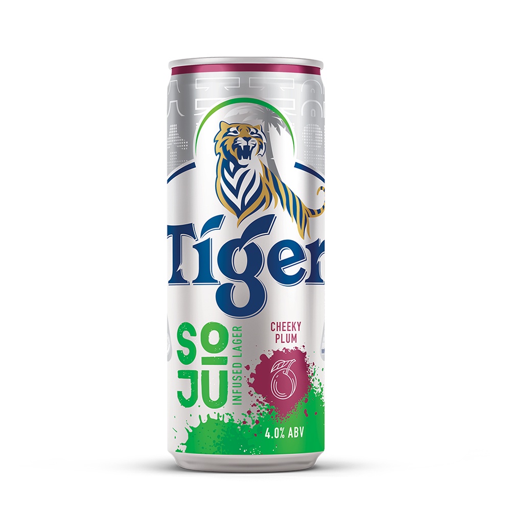 Nồng độ cồn 4% - Thùng 20 Lon Bia Tiger Soju Infused Lager Cheeky Plum (vị Soju Mận) 330ml/Lon