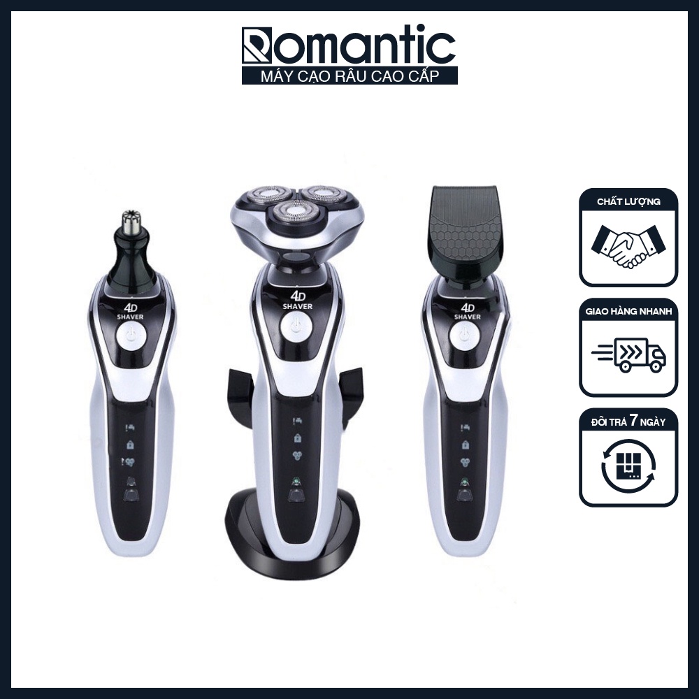 Máy cạo râu SK1588 3 in 1 thông minh, cạo cực êm, sát, tỉa lông mũi, sạch, êm, Pin sạc, chống nước, Shanen official
