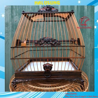Lồng chim Halosung lồng chào mào vuông Halosung lồng sing chào mào gỗ mun cao cấp LC18