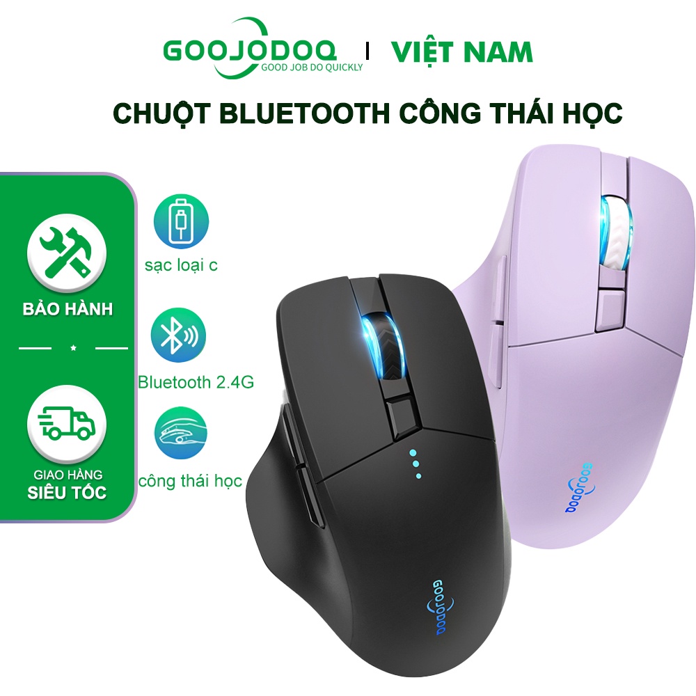 GOOJODOQ Chuột Không Dây Bluetooth 4000DPI Máy Tính USB 2.4GHz Ergonomic Scrolling Hiển Thị Pin Thích hợp cho game