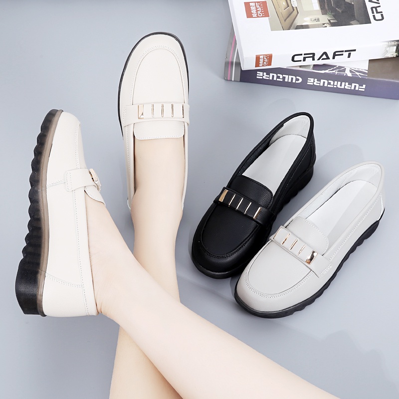 Giày Búp Bê Da Mềm Đế Bằng Thoải Mái Thời Trang Cho Nữ Size 35-41