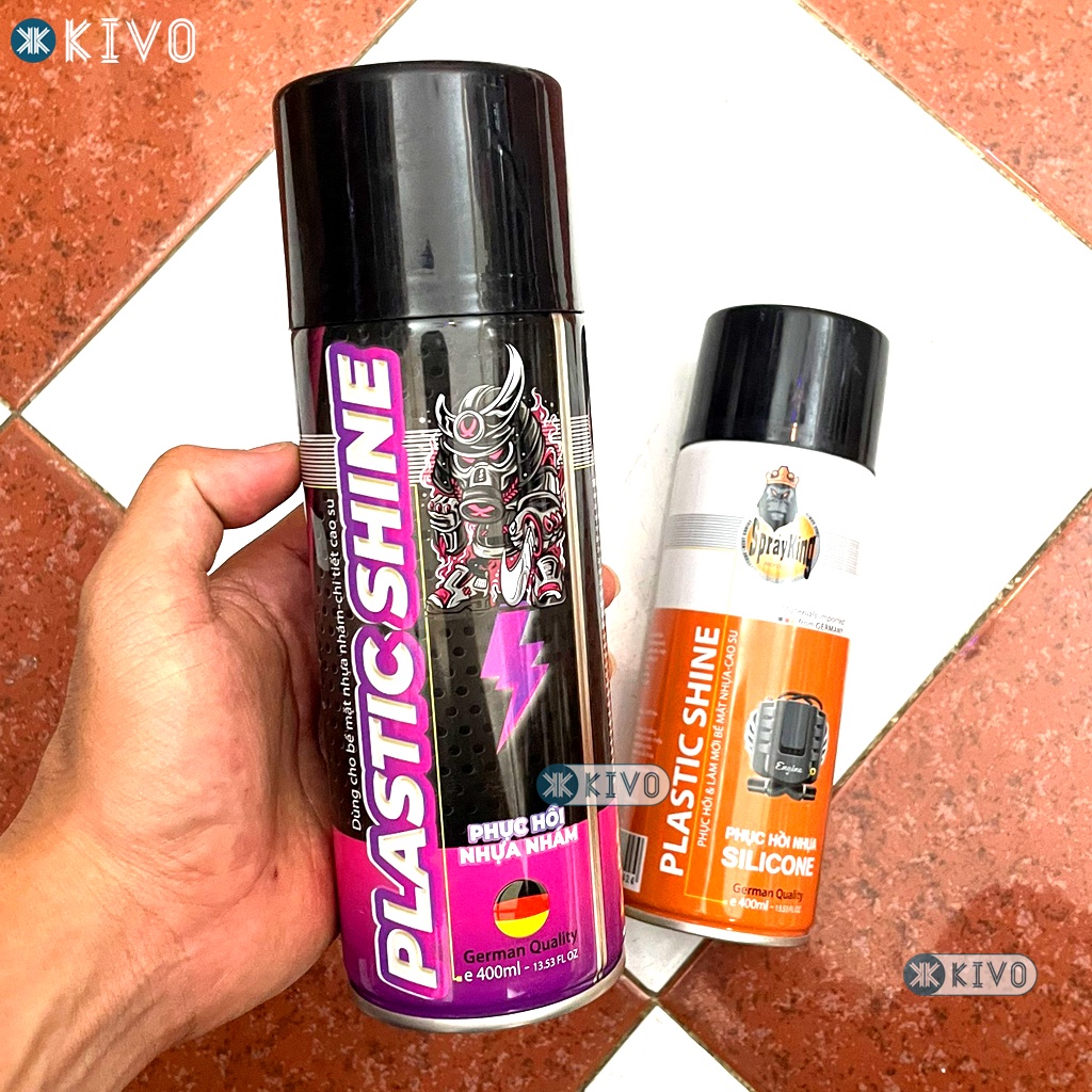 Chai Phục Hồi Nhựa Nhám, Nhựa Đen, Cao Su Sprayking 400ml - Làm Mới Nhựa Nhám - Xịt Bóng Xe Máy Kivo
