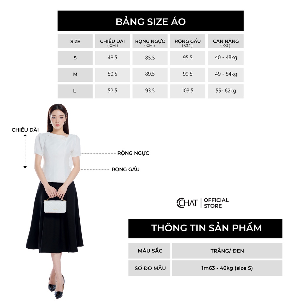 Áo Kiểu Nữ 𝐂𝐂𝐇𝐀𝐓 Dáng Peplum Xếp Ngực Chất Tuytsi Cao Cấp Mềm Mịn 53ANS2005PT