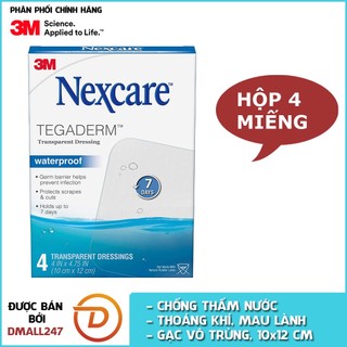 Hộp 4 miếng gạc vô trùng chống thấm nước trong suốt Nexcare 3M GVT-H1626 - kích thước 10x12cm