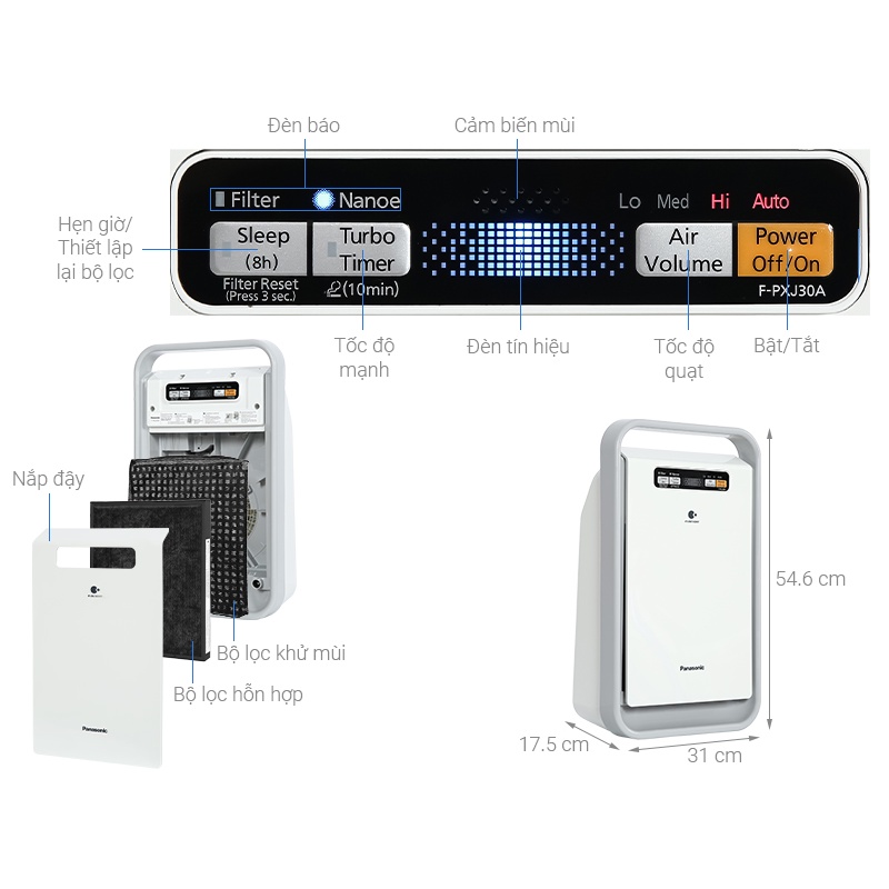 Máy lọc không khí Panasonic F-PXJ30A - Bảo hành chính hãng