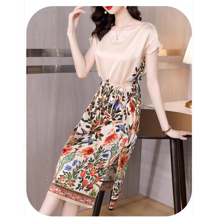 Đầm lụa hoa W.H