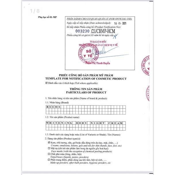 Kem Dưỡng Trắng Da Body Rucos Đen- Làm Đẹp cùng August