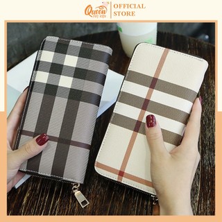 Ví Nữ Dáng Dài Cầm Tay Sọc Kẻ Vuông Caro Nhiều Ngắn Đựng Tiền Thẻ Siêu Sang Chảnh